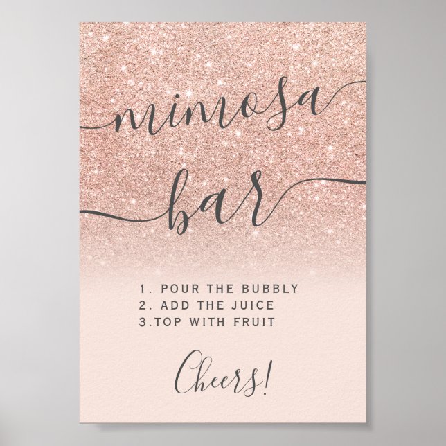 Rose Gold Glitzer Omerrot Mimosa Bar Poster (Vorne)