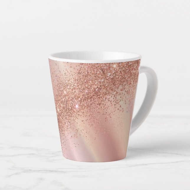 Rose Gold Glitzer Pastel Latte Tasse (Rechte Ecke)