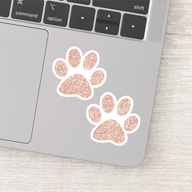 Rose Gold Glitzer Paw Prints Aufkleber (Detail)