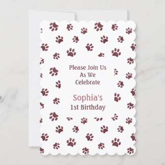 Rose Gold Glitzer Paw Prints Pet Birthday Einladun Einladung