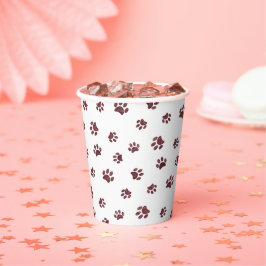Rose Gold Glitzer Paw Prints Pet Party Pappbecher