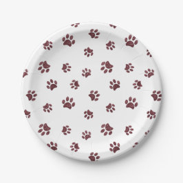 Rose Gold Glitzer Paw Prints Pet Party Pappteller