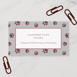 Rose Gold Glitzer Paw Prints Pet Salon Visitenkarte