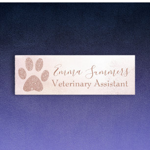 Rose Gold Glitzer Paw Veterinary Business Namensschild
