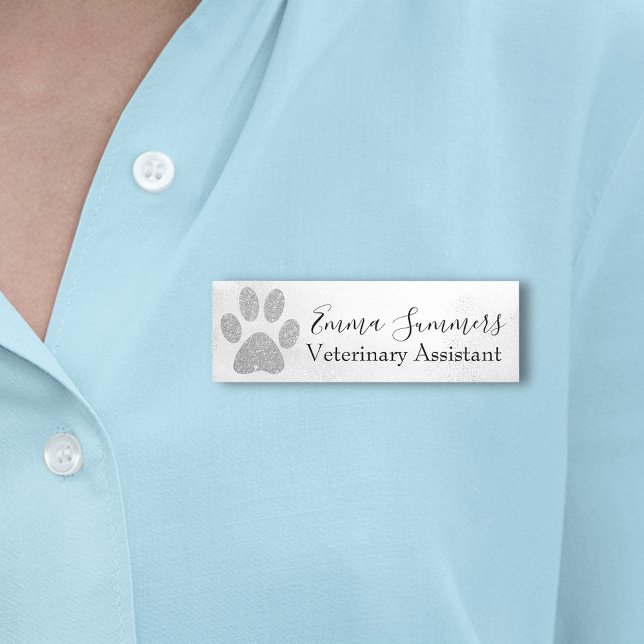 Rose Gold Glitzer Paw Veterinary Business Namensschild (Von Creator hochgeladen)
