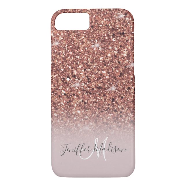 Rose Gold Glitzer Personalisiert Name              Case-Mate iPhone Hülle (Rückseite)