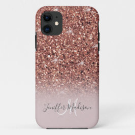 Rose Gold Glitzer Personalisiert Name Case-Mate iPhone Hülle