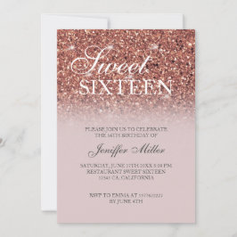 Rose Gold Glitzer Personalisiert Name Einladung