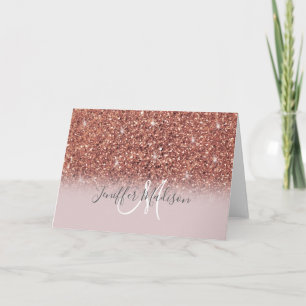 Rose Gold Glitzer Personalisiert Name              Karte