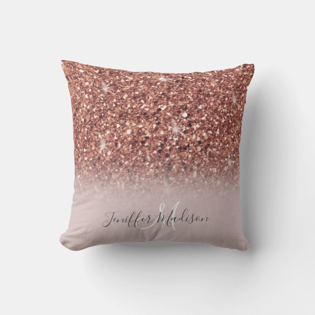 Rose Gold Glitzer Personalisiert Name              Kissen (Vorderseite)