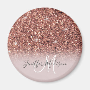Rose Gold Glitzer Personalisiert Name Magnet