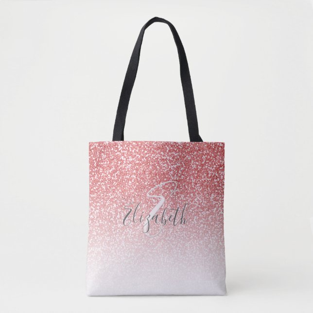 Rose Gold Glitzer Personalisiert Name Monogramm (Vorderseite)