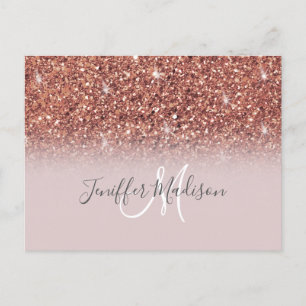 Rose Gold Glitzer Personalisiert Name              Postkarte