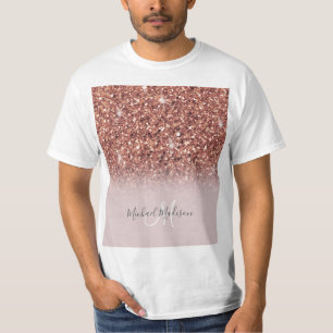 Rose Gold Glitzer Personalisiert Name              T-Shirt
