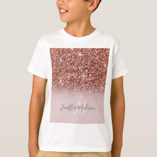 Rose Gold Glitzer Personalisiert Name T-Shirt