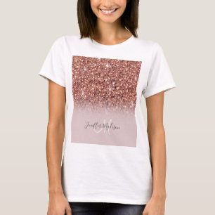 Rose Gold Glitzer Personalisiert Name              T-Shirt