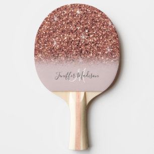 Rose Gold Glitzer Personalisiert Name              Tischtennis Schläger