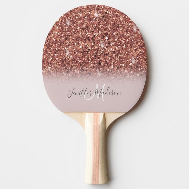 Rose Gold Glitzer Personalisiert Name              Tischtennis Schläger (Vorderseite)