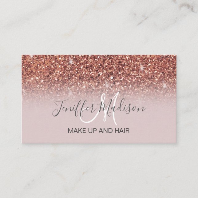 Rose Gold Glitzer Personalisiert Name              Visitenkarte (Vorderseite)