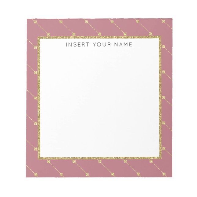 Rose Gold & Glitzer Personalisiert Notepad 5.5" x  Notizblock (Vorderseite)