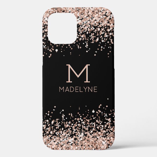 Rose Gold Glitzer Personalisierter Name Case-Mate iPhone Hülle (Rückseite)