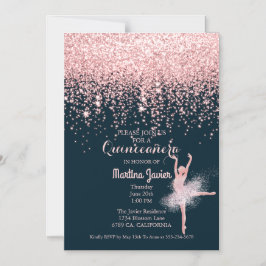 Rose Gold Glitzer Pink Quinceñera 15. Geburtstag Magneteinladung