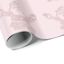 Rose Gold Glitzer & Pink Santa Claus Muster Geschenkpapier