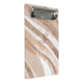 Rose Gold Glitzer Pinseldesign Mini Klemmbrett