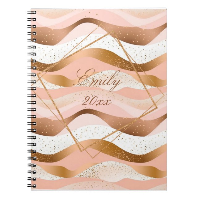 Rose Gold Glitzer Pinseldesign Notizblock (Vorderseite)