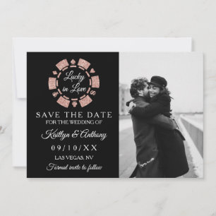 Rose Gold Glitzer Poker Chip Casino Foto Hochzeit Save The Date