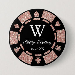 Rose Gold Glitzer Poker Chip Casino Gastgeschenk H Button