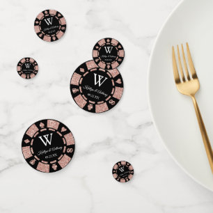 Rose Gold Glitzer Poker Chip Casino Hochzeit Konfetti