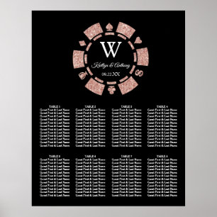Rose Gold Glitzer Poker Chip Casino Hochzeit Poster