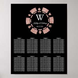 Rose Gold Glitzer Poker Chip Casino Hochzeit Poster