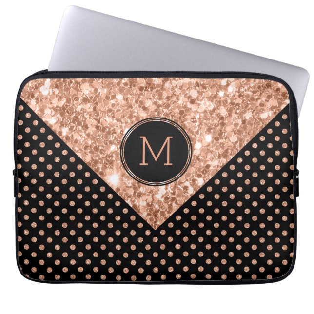 Rose-Gold-Glitzer & Polka Dots Geometric Design Laptopschutzhülle (Vorderseite)