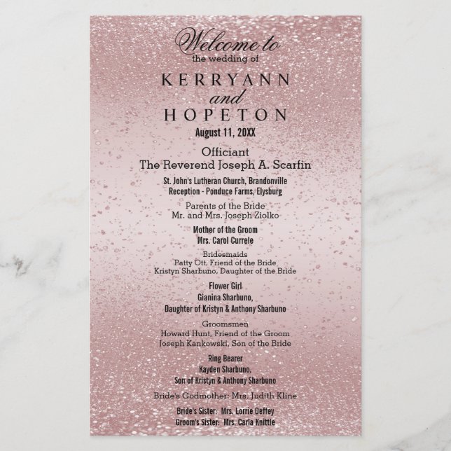 Rose Gold Glitzer - Programm (Vorderseite)