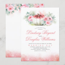 Rose Gold Glitzer Pumpkin Hochzeit im Herbst Einla