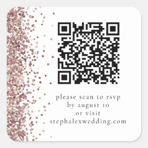 Rose Gold Glitzer QR Code für UAWG Wedding Quadratischer Aufkleber