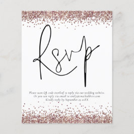 Rose Gold Glitzer QR Code Wedding RSVP enc
