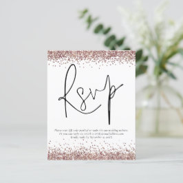 Rose Gold Glitzer QR Code Wedding RSVP enc