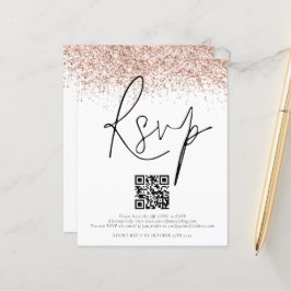 Rose Gold Glitzer QR Code Wedding RSVP ENCL