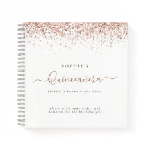 Rose Gold Glitzer Quinceañera Alternatives Gästebu