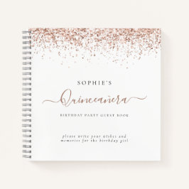 Rose Gold Glitzer Quinceañera Alternatives Gästebu Notizbuch