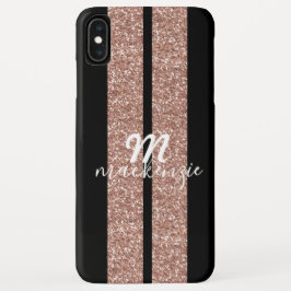 Rose Gold Glitzer Racing Streifen Mit Monogramm Case-Mate iPhone Hülle