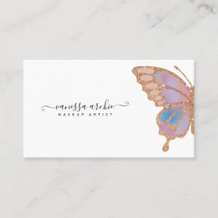 Rose Gold Glitzer Rainbow Butterfly Logo Visitenkarte