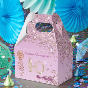 Rose Gold Glitzer & Ribbon 40. Geburtstag Geschenkschachtel