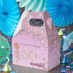 Rose Gold Glitzer & Ribbon 60. Geburtstag Geschenkschachtel