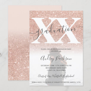 Rose Gold Glitzer Rosa Abschluss Foto Einladung