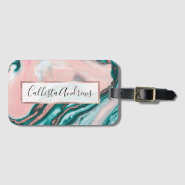 Rose Gold Glitzer Rosa Aquamariner Wirbel lackiert Gepäckanhänger