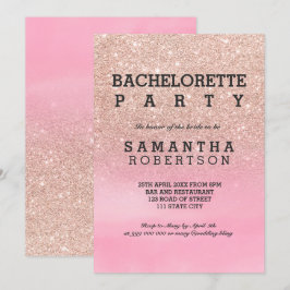 Rose Gold Glitzer Rosa Aquarellbachelorette Einladung